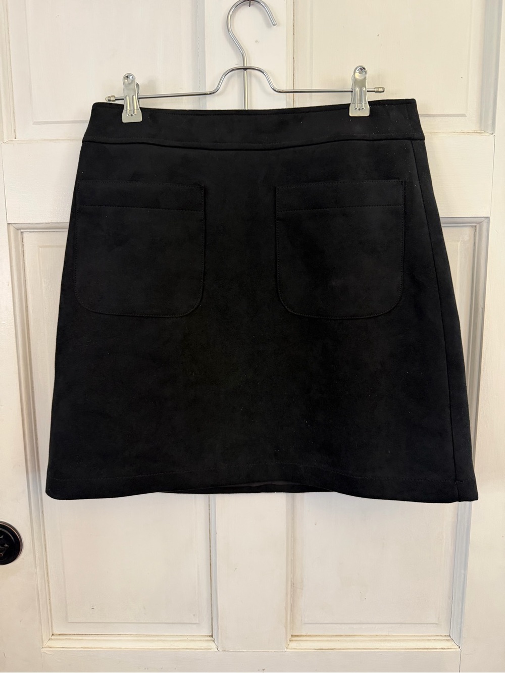LOFT Black Suede-Look A-Line Mini Skirt